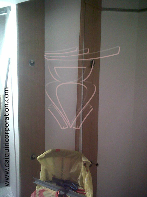 Fotografia obra daiquiri corporation, pared de pladur y madera